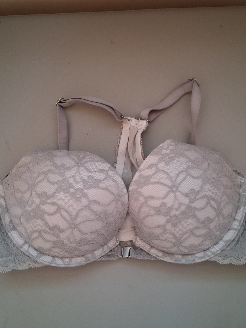 aerie Lace Overlay Padded Bra in Light Taupe